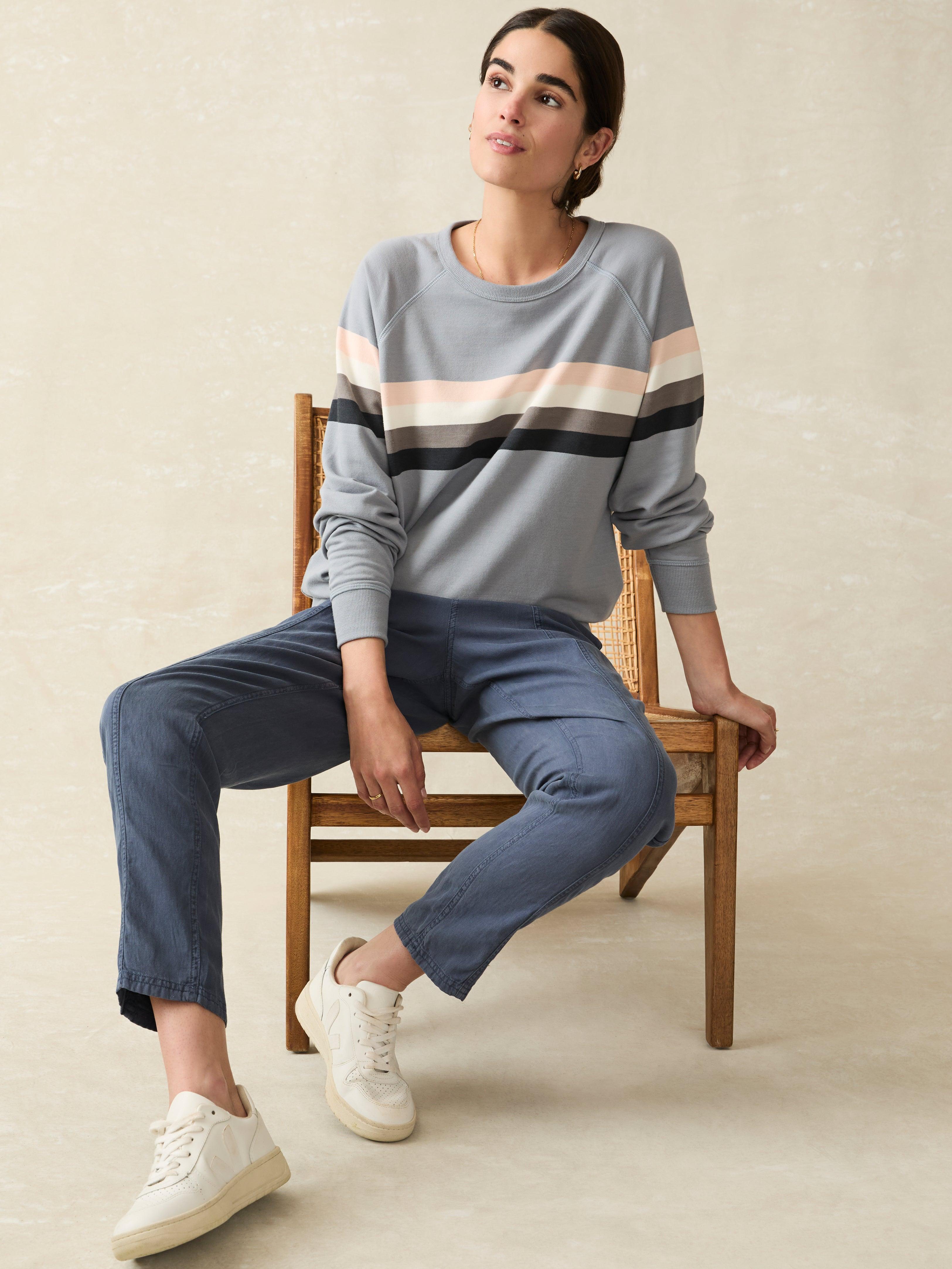 Coastal Cloud Crew - Blue Westward Stripe Female Product Image