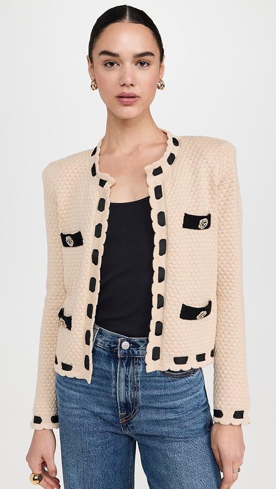 L'AGENCE Astor Contrast Trim Cardigan | Shopbop Product Image