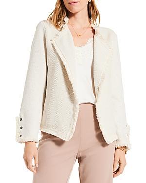 NIC+ZOE Plus Size Metallic Fringe Mix Knit Jacket (Cream Mix) Women's Suits Sets Product Image