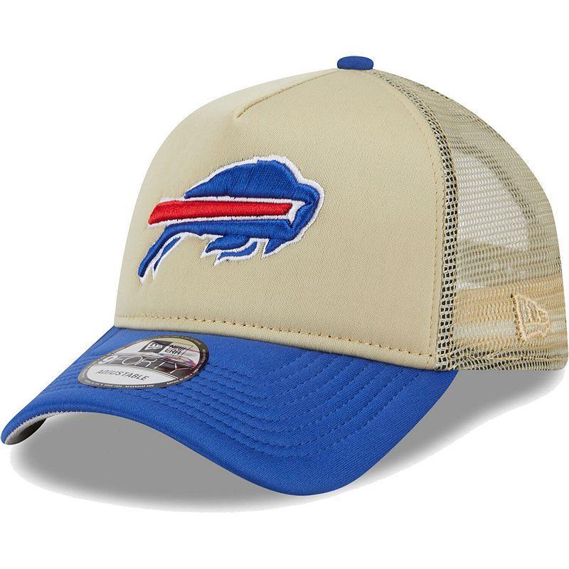 Men's New Era Tan/Royal Buffalo Bills All Day A-Frame Trucker 9FORTY Adjustable Hat Product Image