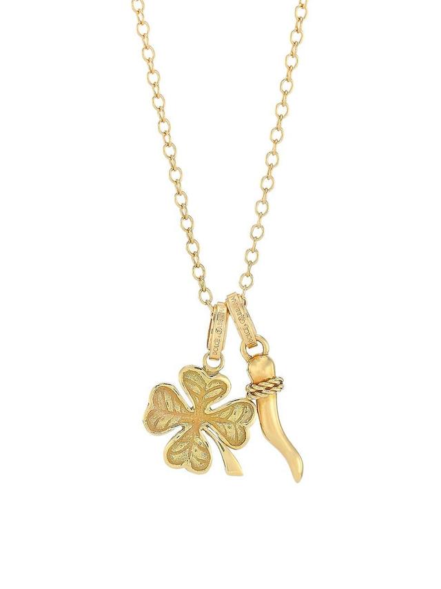 Womens 18K Clover & Horn Necklace Product Image