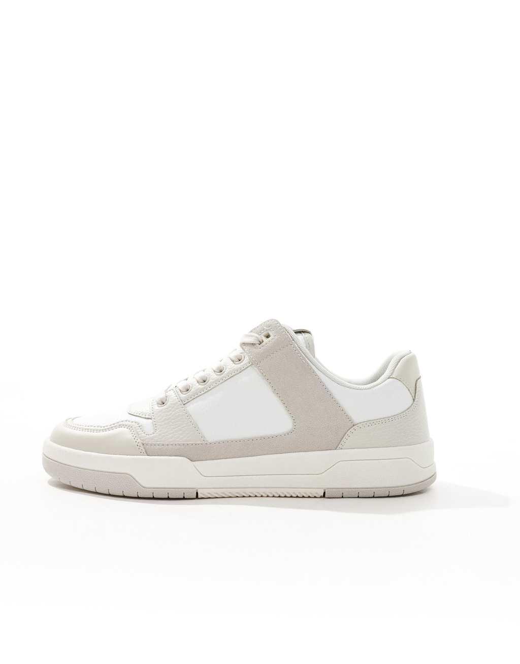 ASOS DESIGN lace-up sneakers in beige  Product Image