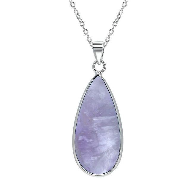 Aleure Precioso Sterling Silver Pear Shaped Gemstone Drop Pendant Necklace, Womens Purple Product Image