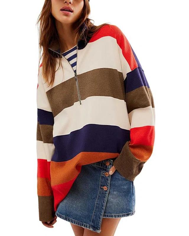 FREE PEOPLE Coastal Stripe Pullover In Multi Product Image