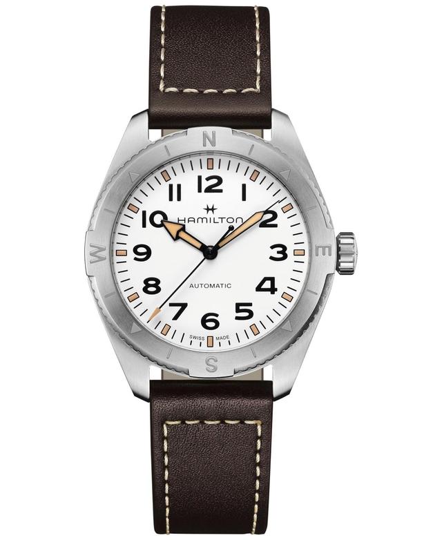 Hamilton Mens Swiss Automatic Khaki Field Expedition Brown Leather Strap Watch 41mm Product Image