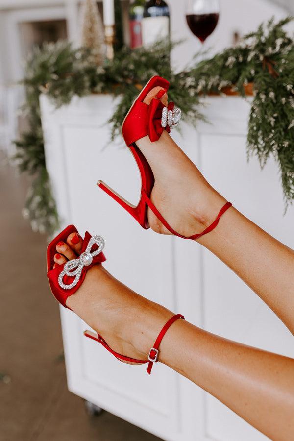 The Essey Satin Heel In Red Product Image