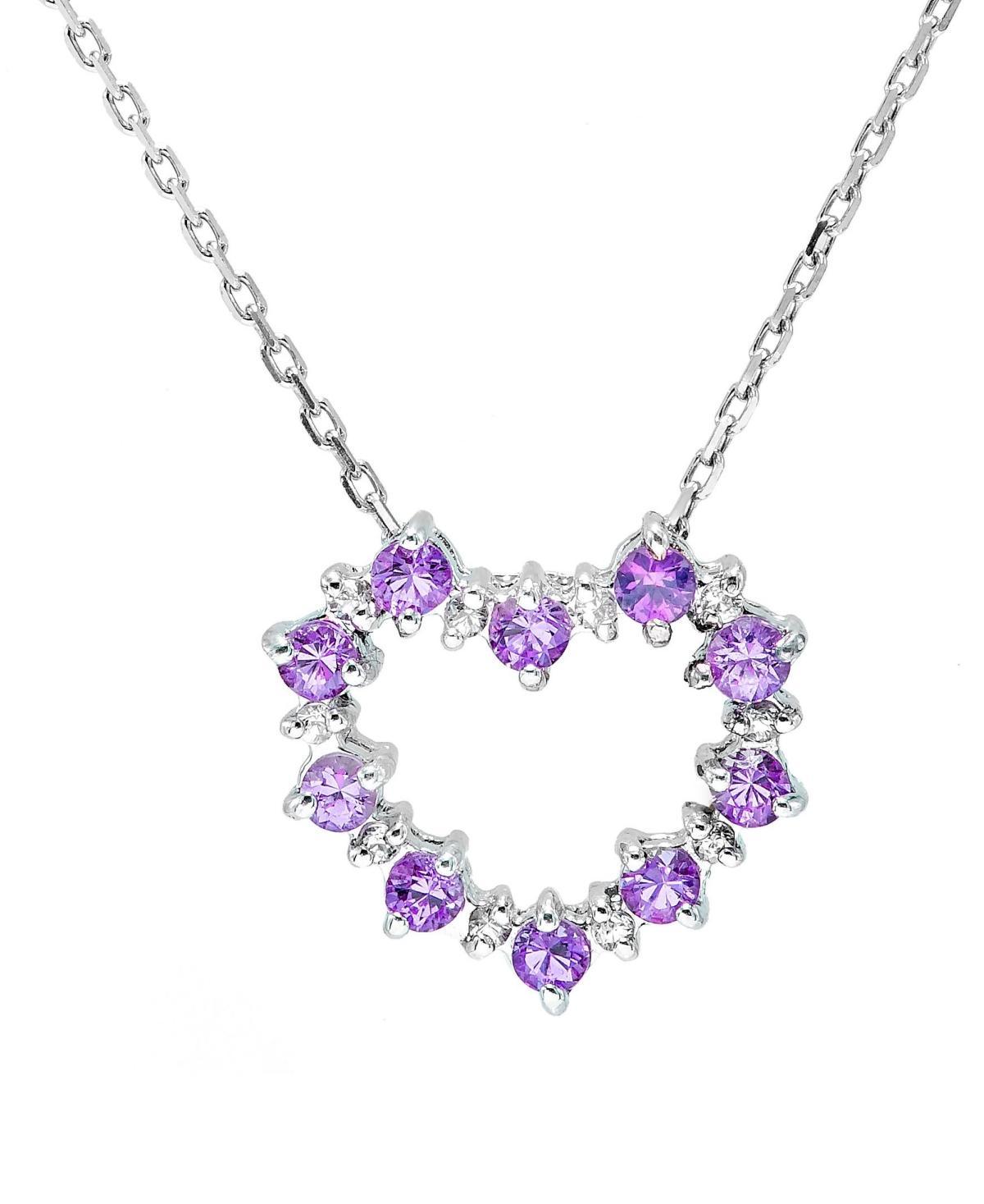 Amethyst (1/2 ct.t.w.) and White Topaz (1/5 ct.t.w.) Heart Pendant Necklace in Sterling Silver Product Image