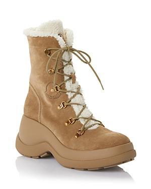 Moncler Womens Resile Trek Faux Fur Trim Lace Up Boots Product Image