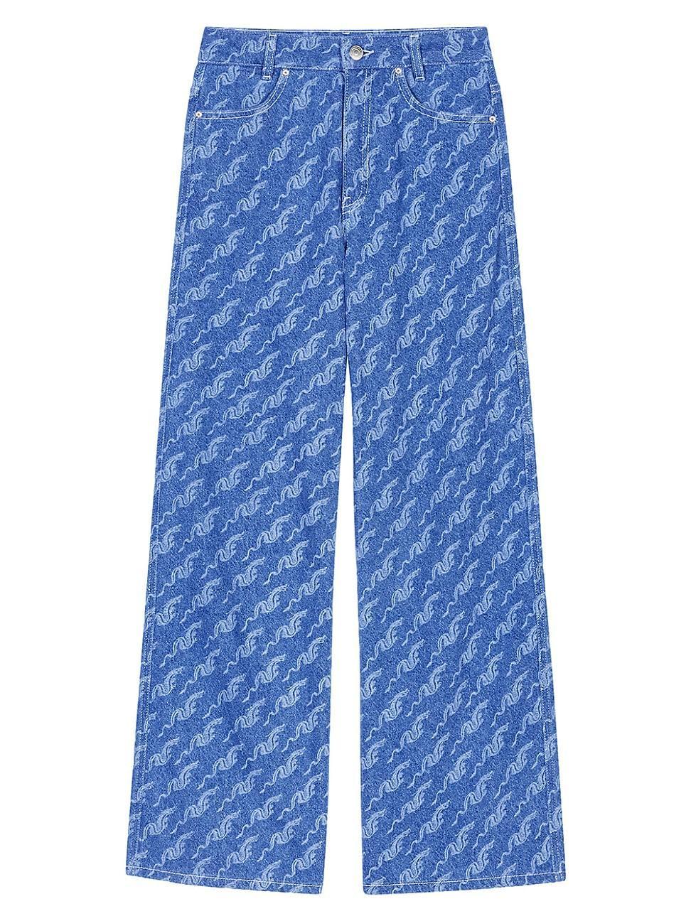 Maje Pidragon Wide Leg Jeans in Blue Product Image