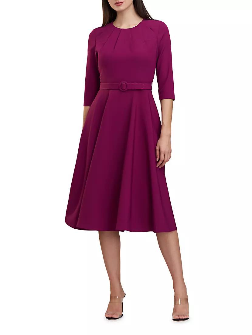 Womens Lynette Crepe Belted Midi-Dress Product Image