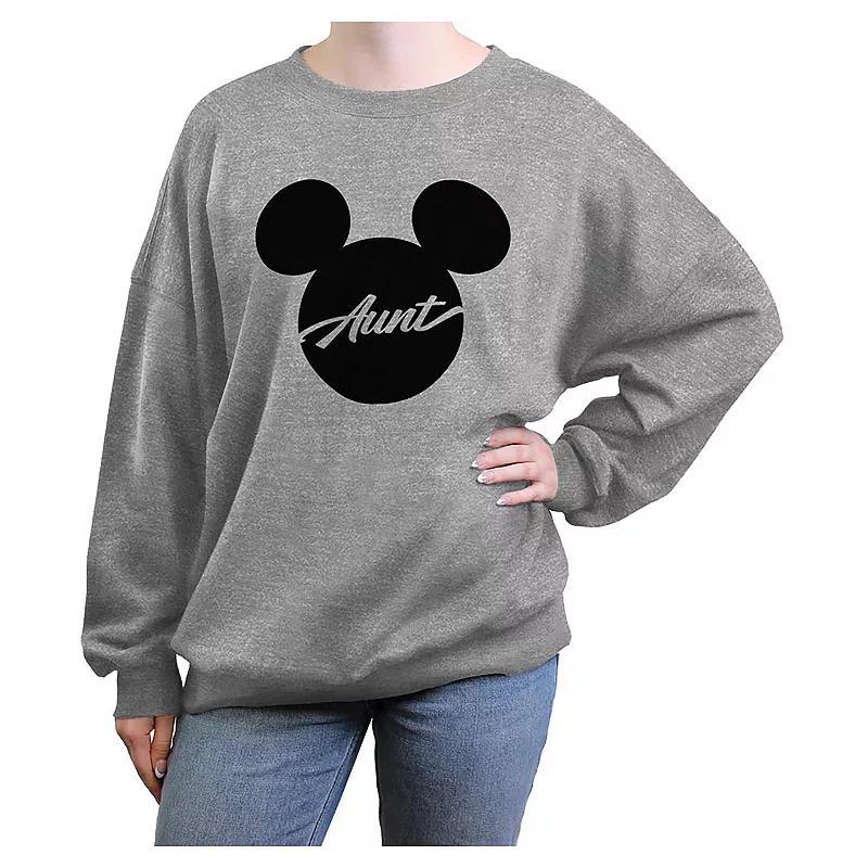 Disneys Mickey Mouse Aunt Womens Oversized Graphic Pullover Grey Gray Product Image