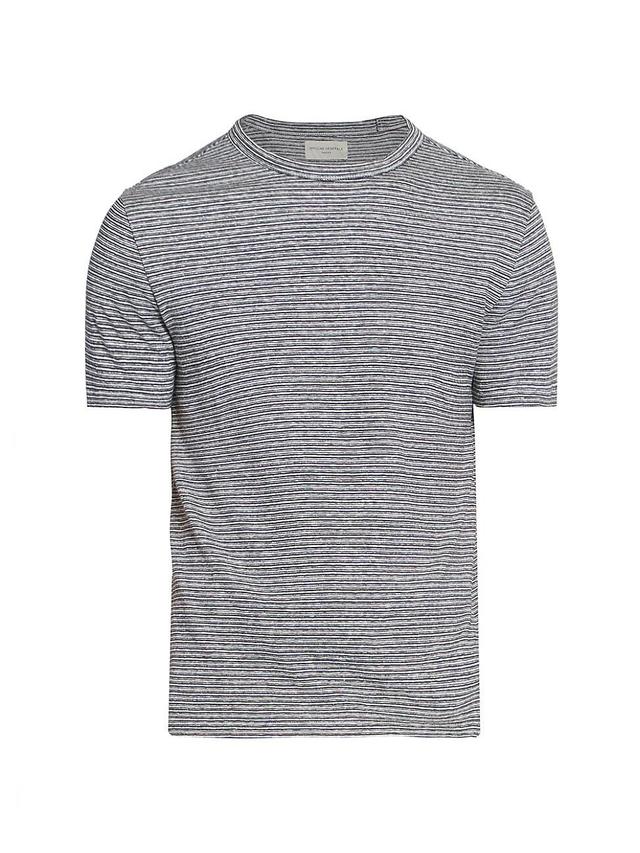 Mens Striped Cotton-Linen Crewneck T-Shirt Product Image