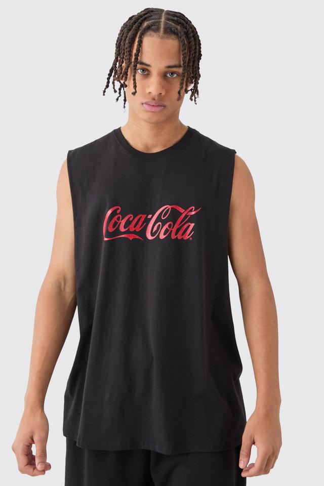 Oversized Coca Cola License Tank | boohooMAN USA Product Image