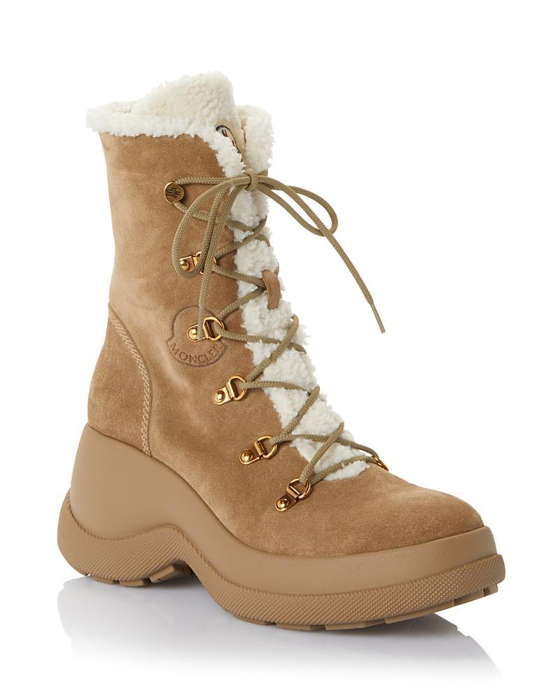 Moncler Womens Resile Trek Faux Fur Trim Lace Up Boots Product Image