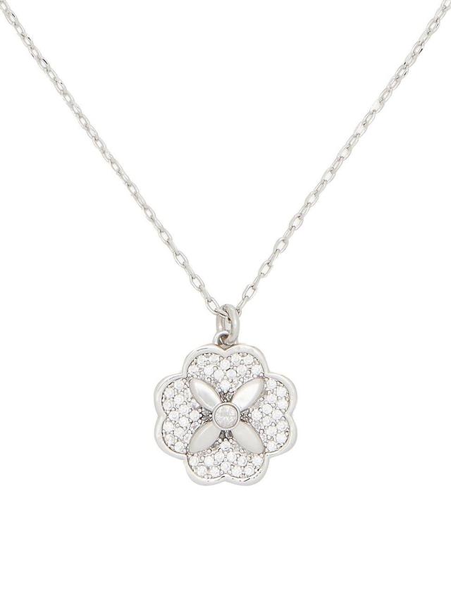 Womens Heritage Bloom Mini Silvertone & Cubic Zirconia Pendant Necklace Product Image