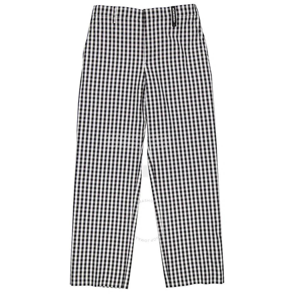 Men's Black Gingham Technical Wool Wide-leg Tailored Trousers In Black Pattern Product Image