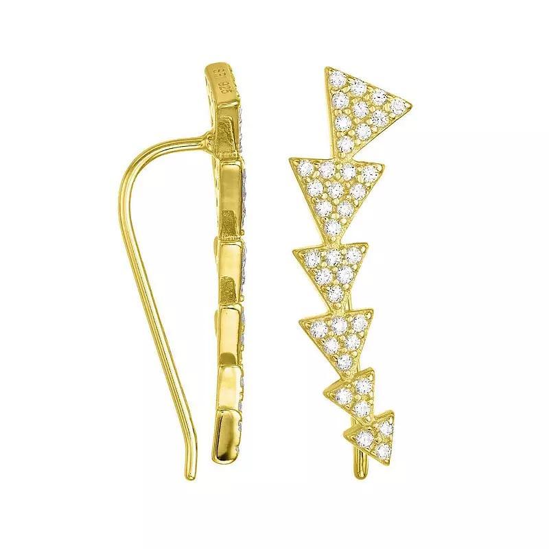 Adornia Cubic Zirconia Triangle Ear Climber Earrings, Womens, Gold Tone Product Image