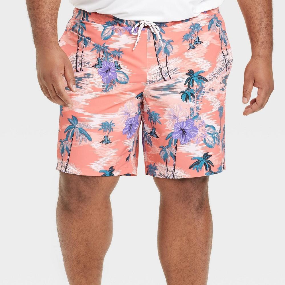 Mens Big & Tall 9 Floral Print Board Swim Shorts - Goodfellow & Co Pink 5XL Product Image