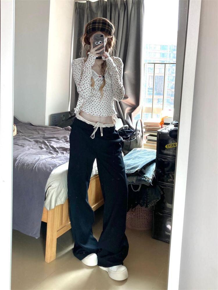 Low Waist Wide Leg Pants Product Image