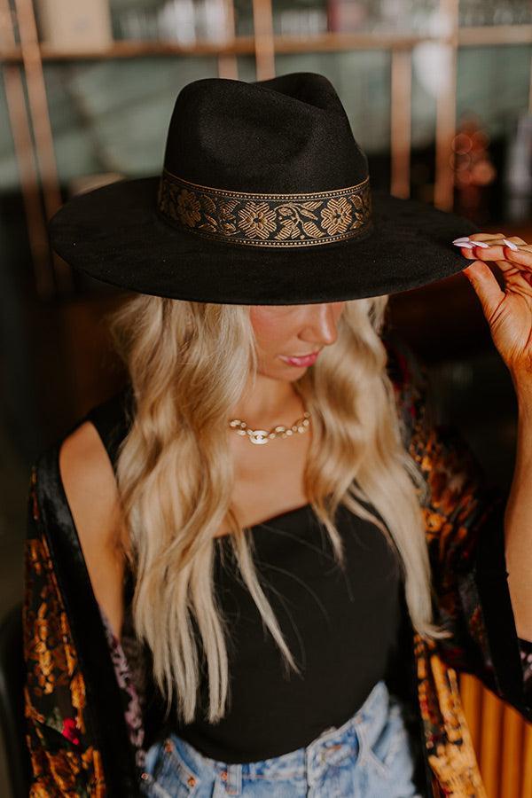 Posh Moment Faux Suede Fedora in Black Product Image