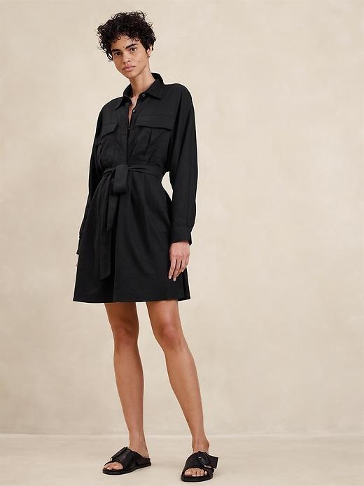 Linen-Blend Utility Mini Shirtdress product image