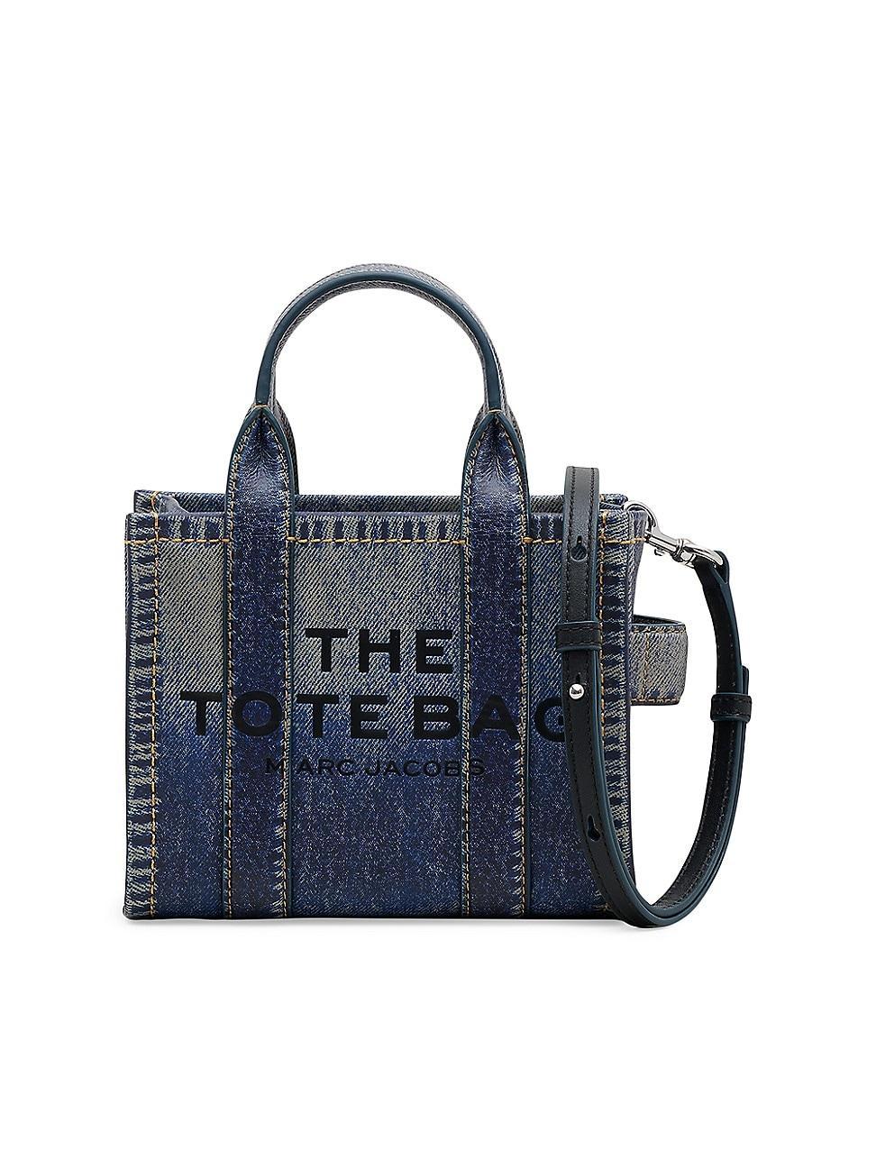 Womens The Denim-Printed Leather Crossbody Tote Bag product image