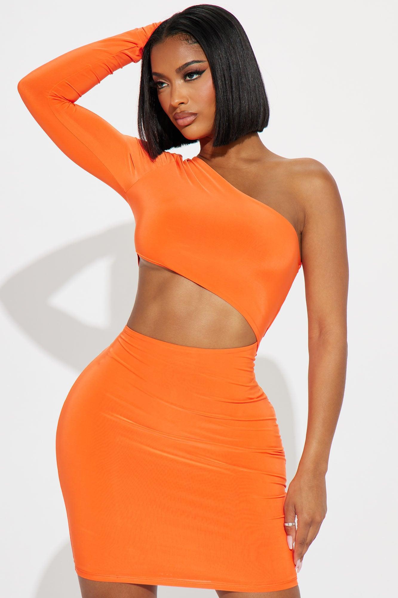 Cari Doubled Cut Out Mini Dress - Orange Product Image