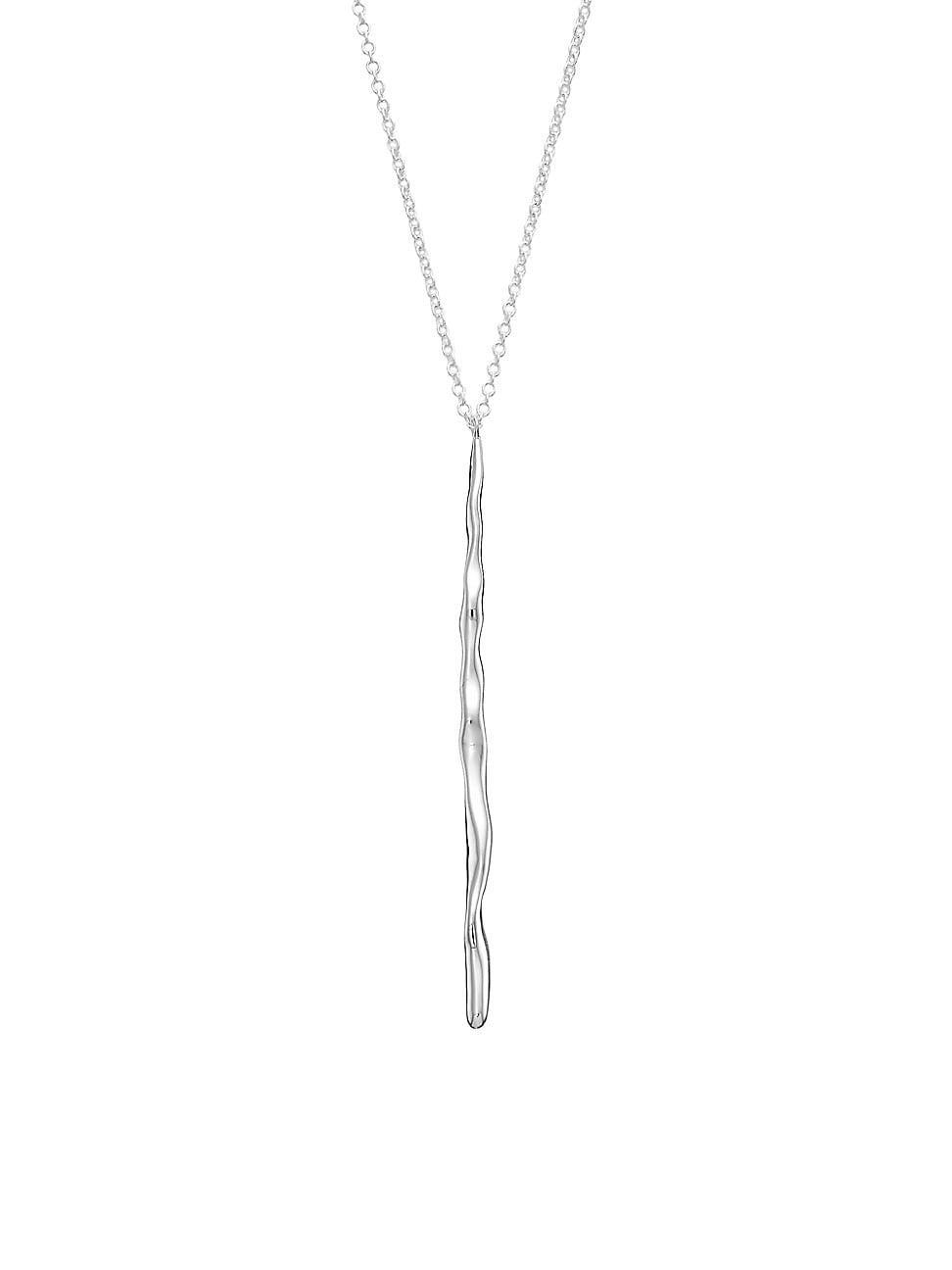 Womens Classico Long Squiggle Stick Silver Pendant Necklace Product Image