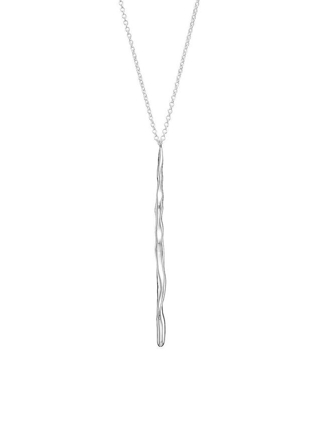 Womens Classico Long Squiggle Stick Silver Pendant Necklace Product Image