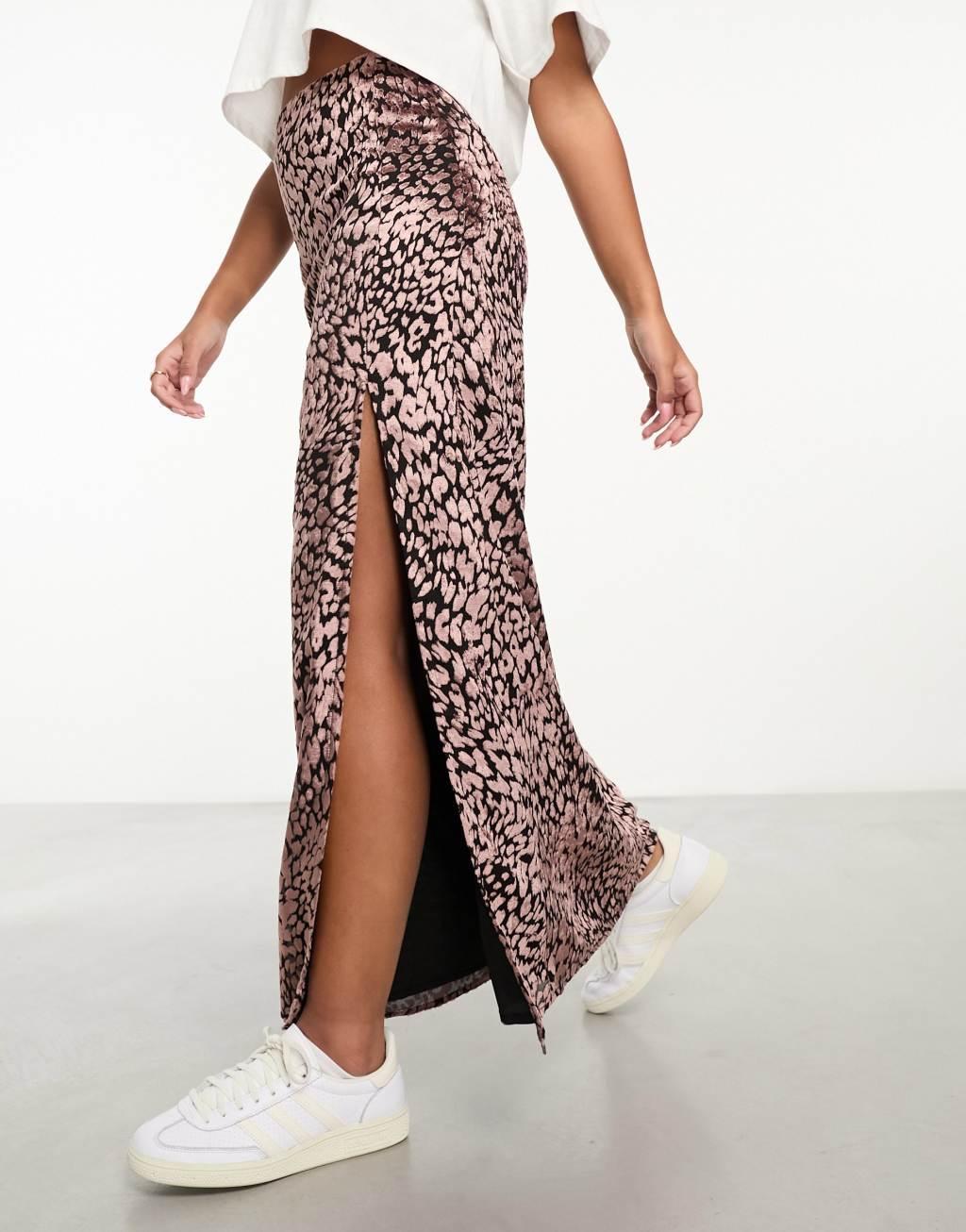 Miss Selfridge velvet burnout maxi skirt Product Image