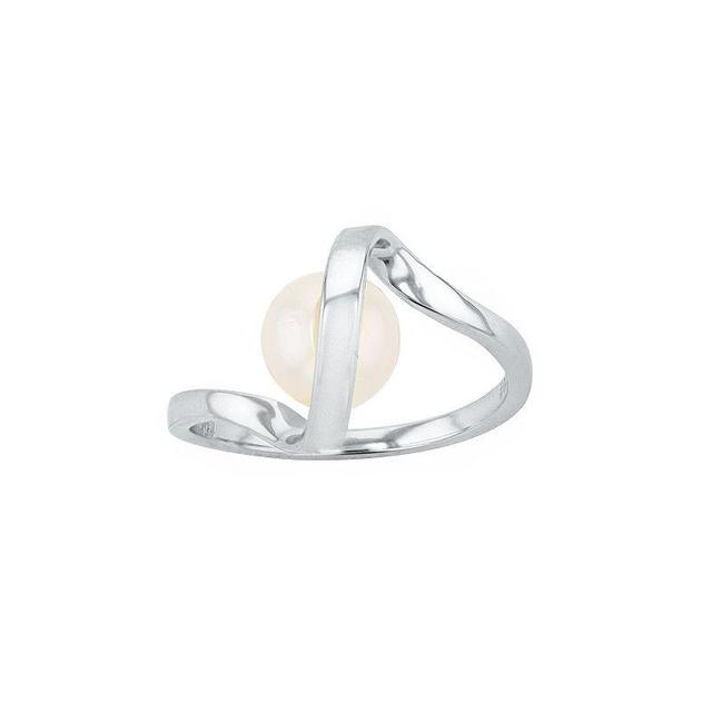 14k Gold Over Silver with 7 mm Freshwater Cultured Pearl Promise Stacking Ribbon Ring, Womens Sterling Product Image