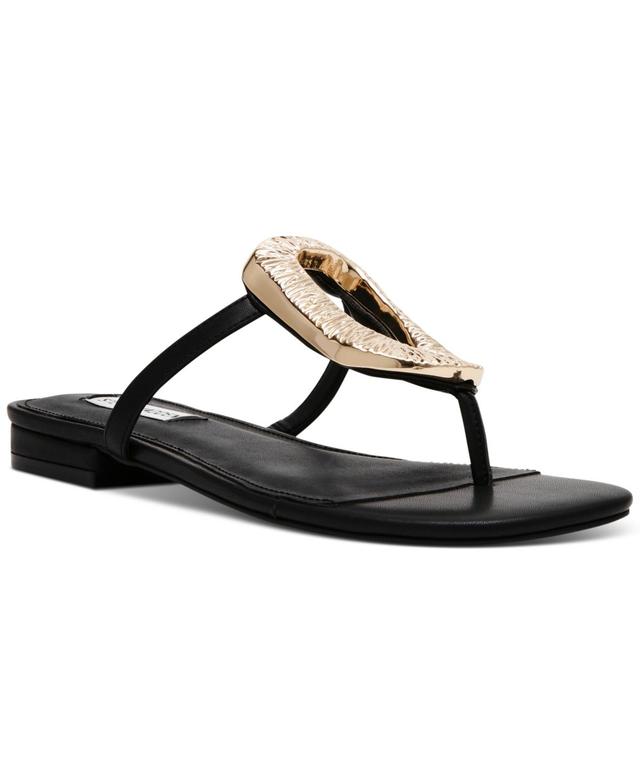 Steve Madden Womens Melo Ornament Embellished T-Strap Slide Sandals Product Image