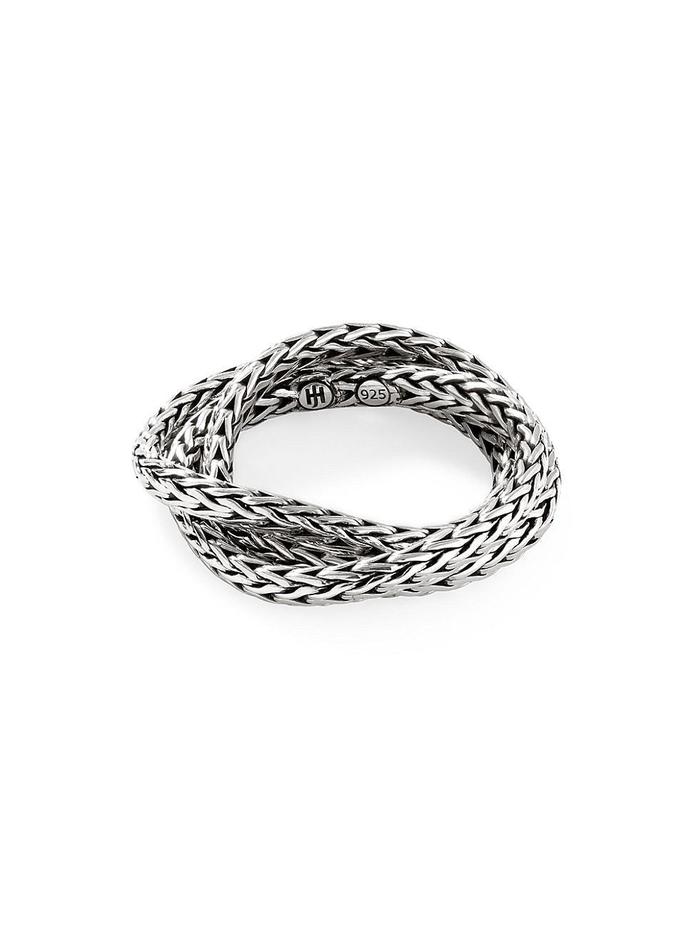 Womens Sterling Silver Interlocked Chain Ring Product Image