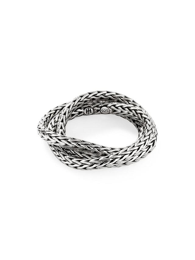 Womens Sterling Silver Interlocked Chain Ring Product Image