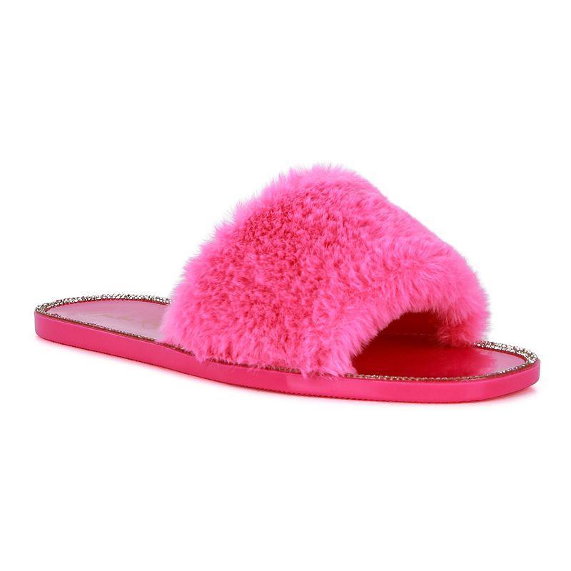 London Rag Geese Womens Faux-Fur Slide Sandals Product Image