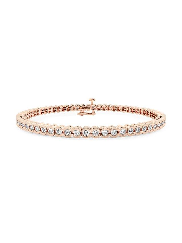 Womens 14K Rose Gold & Round Lab-Grown Diamond Bezel Tennis Bracelet/1.00-10.00 TCW Product Image