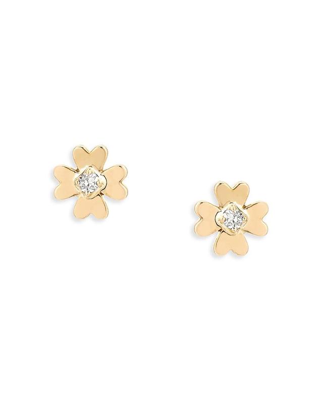 Adina Reyter 14K Yellow Gold Diamond Petite Clover Stud Earrings Product Image