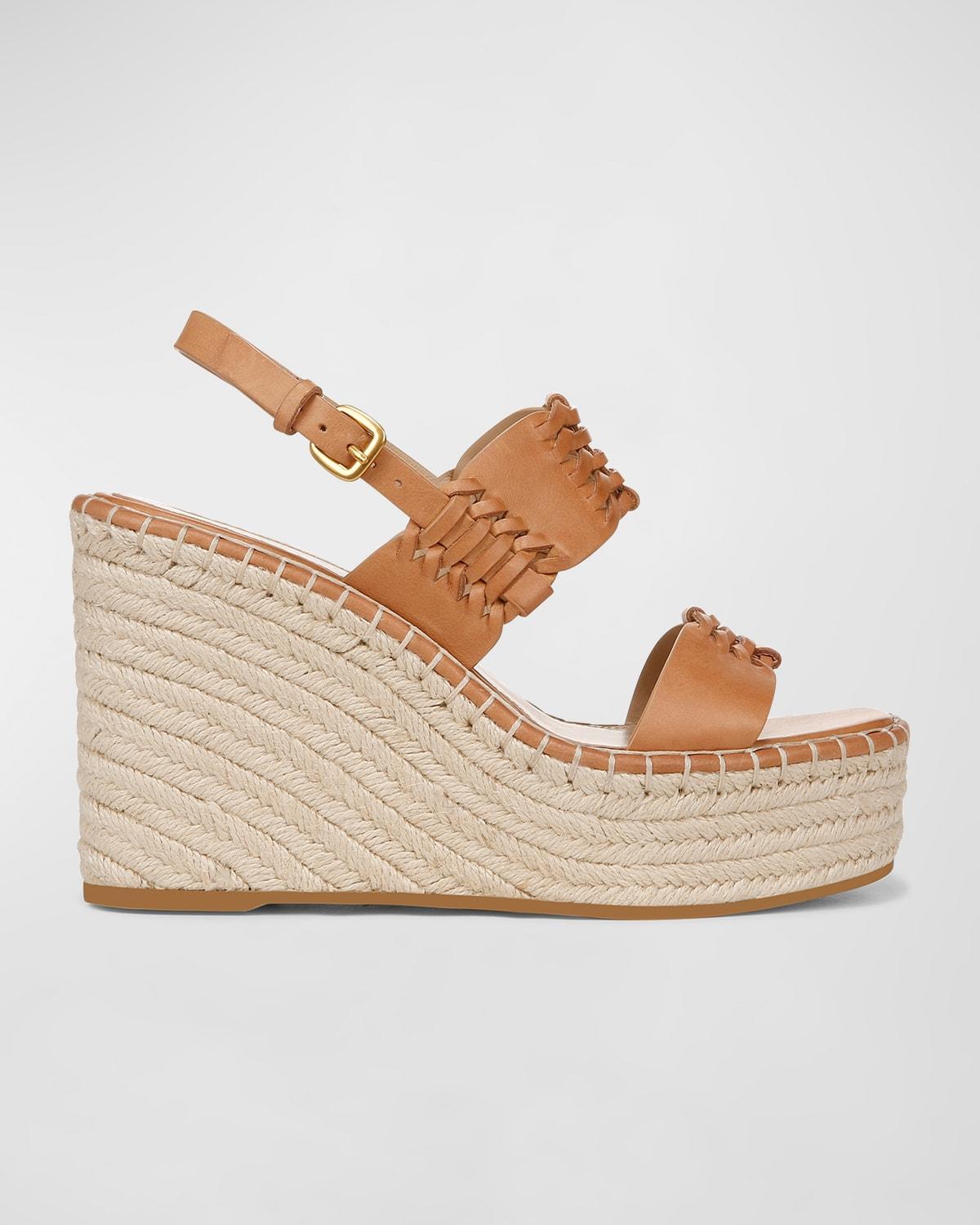 Riya Woven Leather Wedge Espadrilles Product Image