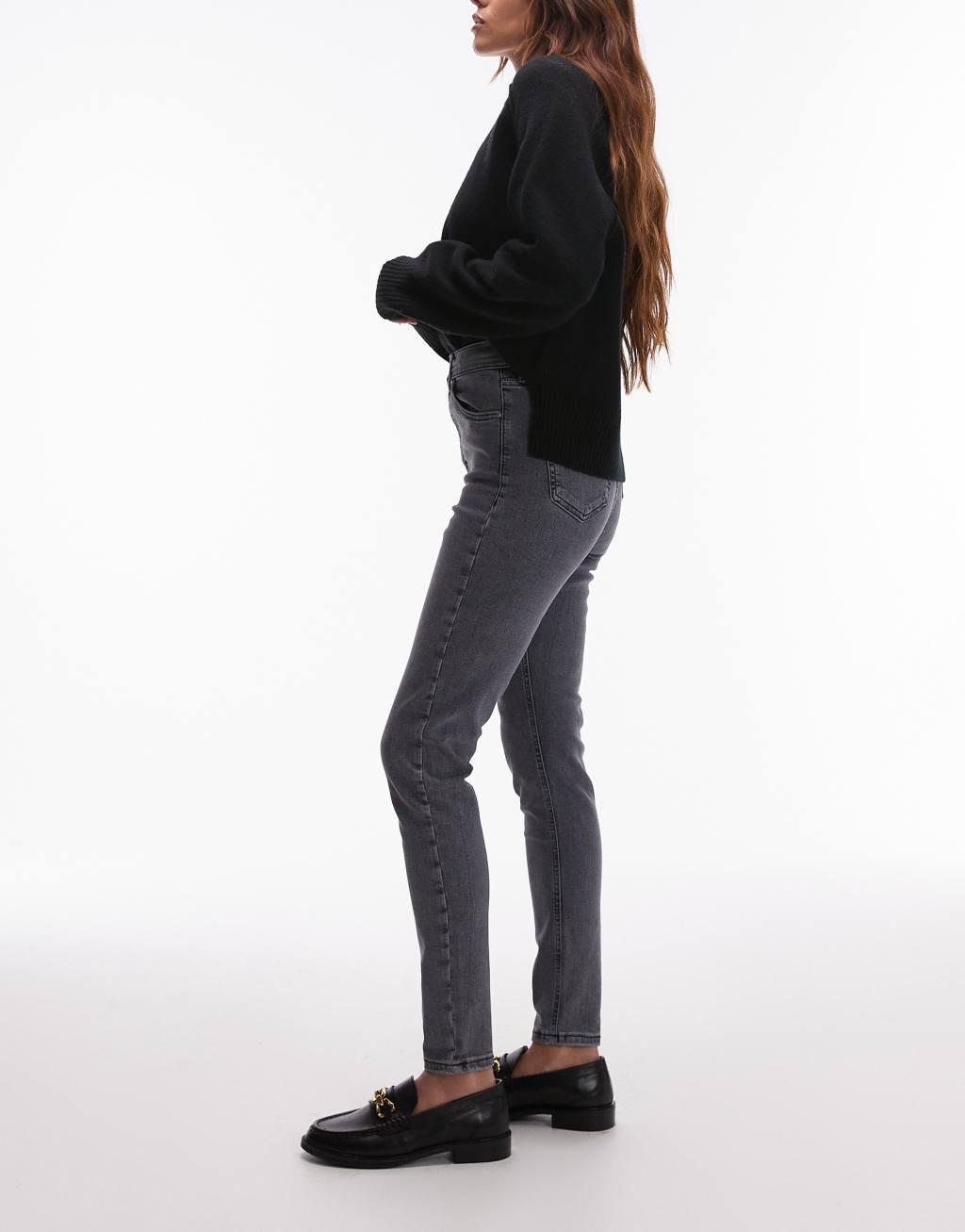 Topshop high rise Jamie jeans in gray Product Image