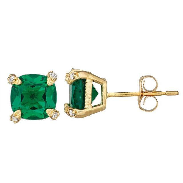 Designs by Gioelli 10k Gold Gemstone Diamond Accent Stud Earrings, Womens, Created Green Product Image