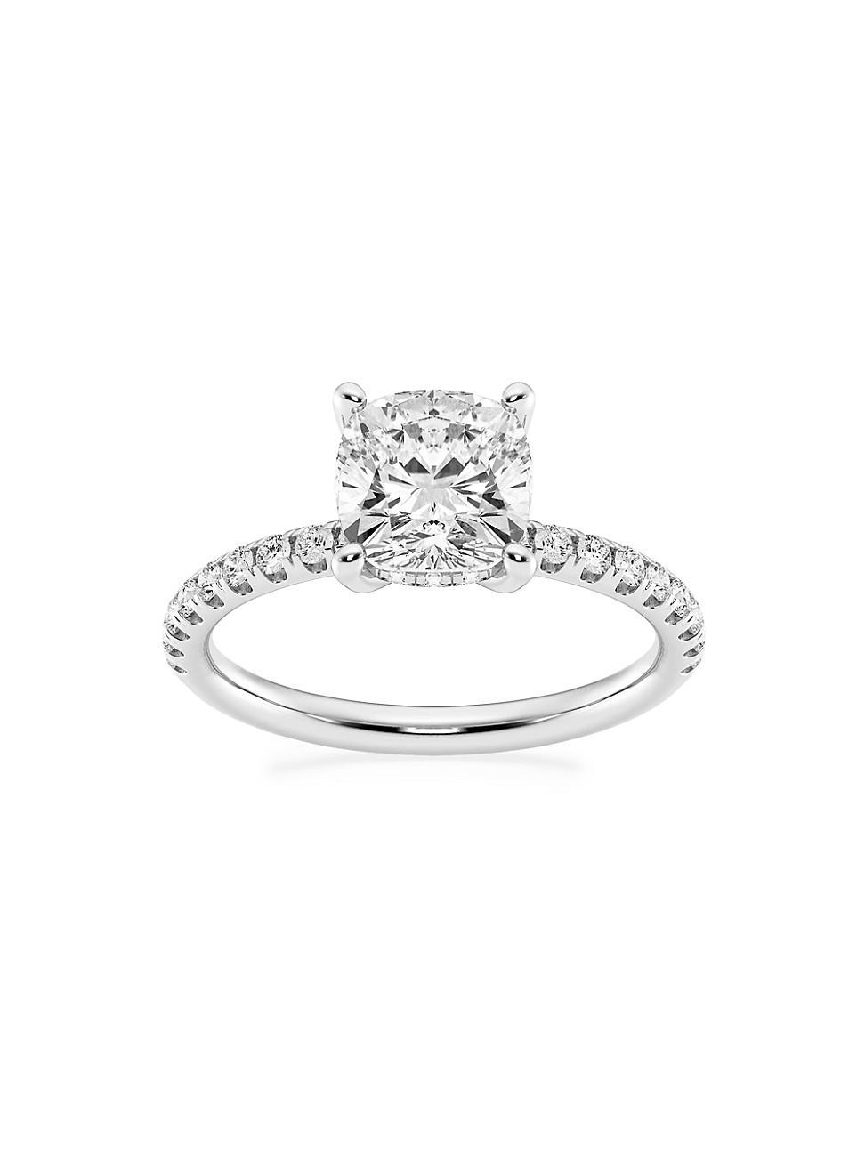 Womens Platinum & Cushion-Cut Lab-Grown Diamond Hidden Halo Ring/0.80-3.41 TCW Product Image