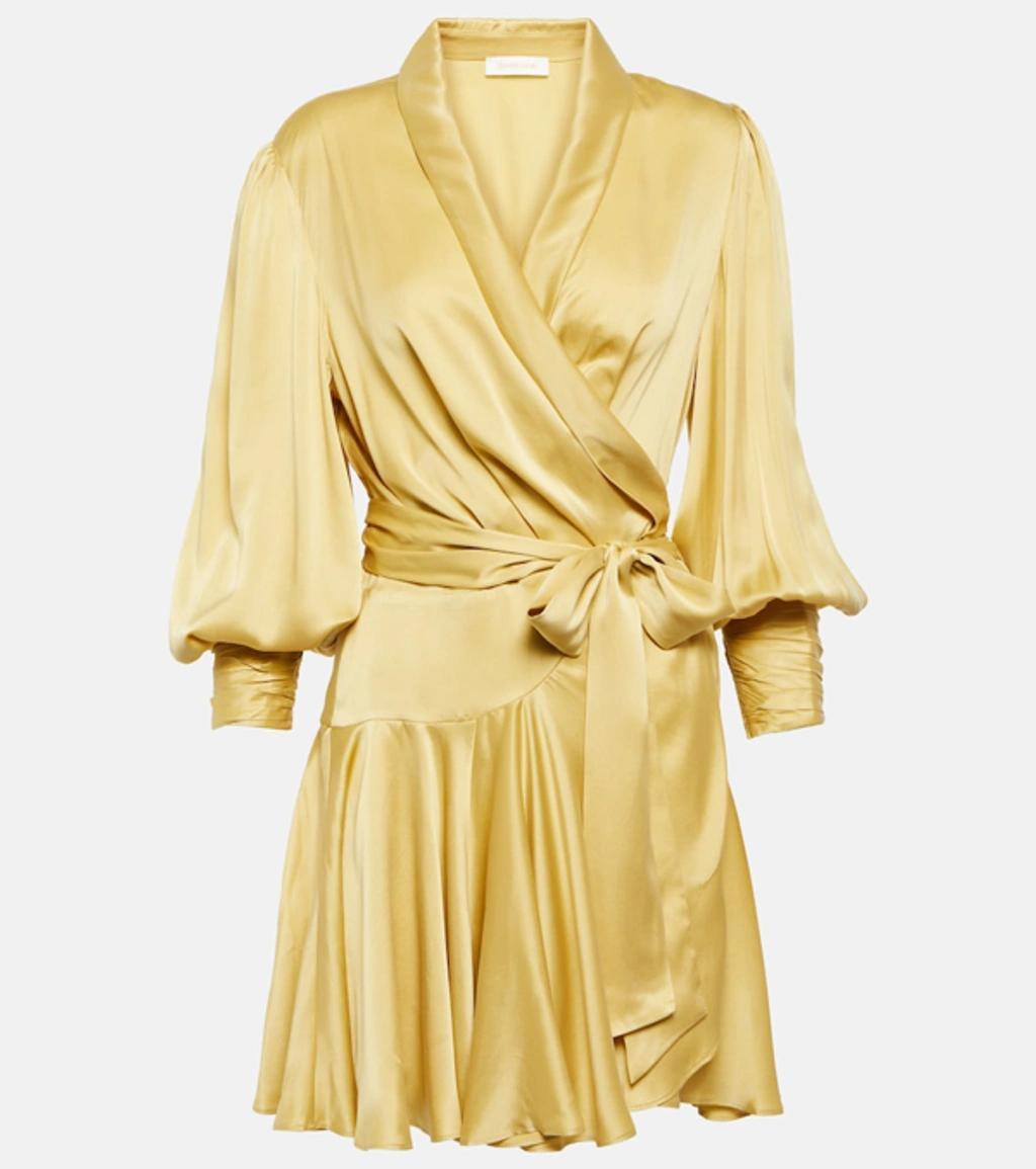 ZIMMERMANN Wrap Silk Dress In Yellow Product Image