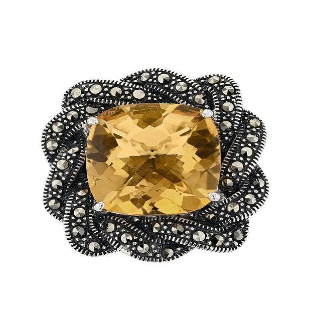 Lavish by TJM Sterling Silver Citrine & Marcasite Ring, Womens Product Image