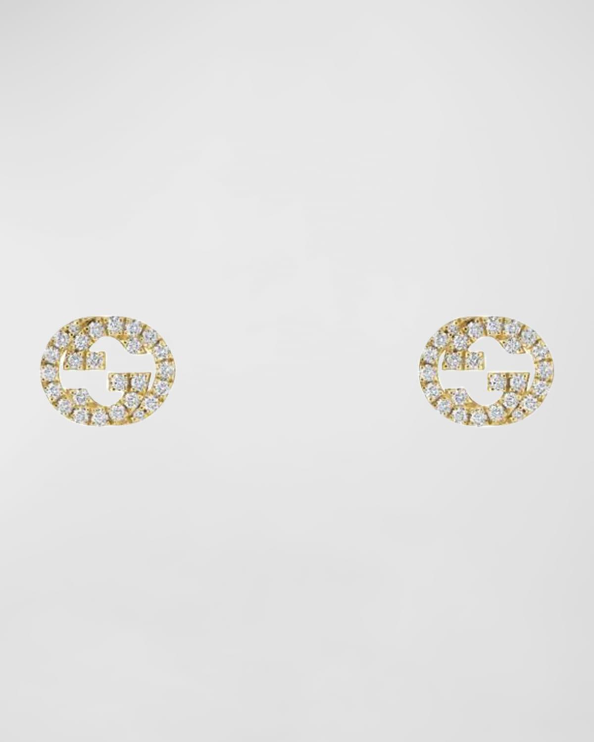 Womens Interlocking G 18K Yellow Gold & 0.38 TCW Diamonds Stud Earrings Product Image