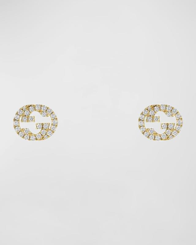 Womens Interlocking G 18K Yellow Gold & 0.38 TCW Diamonds Stud Earrings Product Image