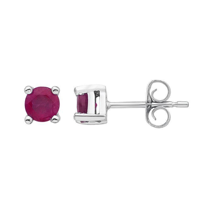 14k Gold Ruby Stud Earrings, Womens, White Product Image