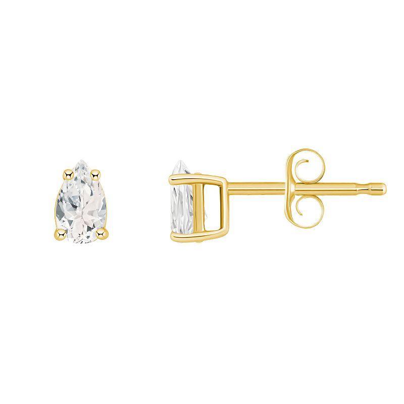 14k Gold Pear Shape Birthstone Stud Earrings, Womens, White Opal Oct Product Image