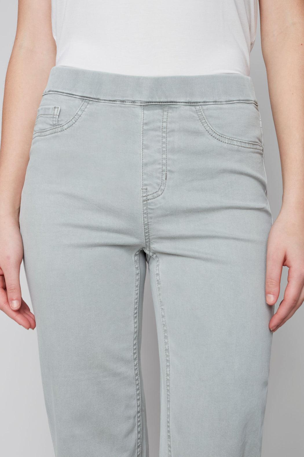 Pull on denim pant with side button detail Product Image