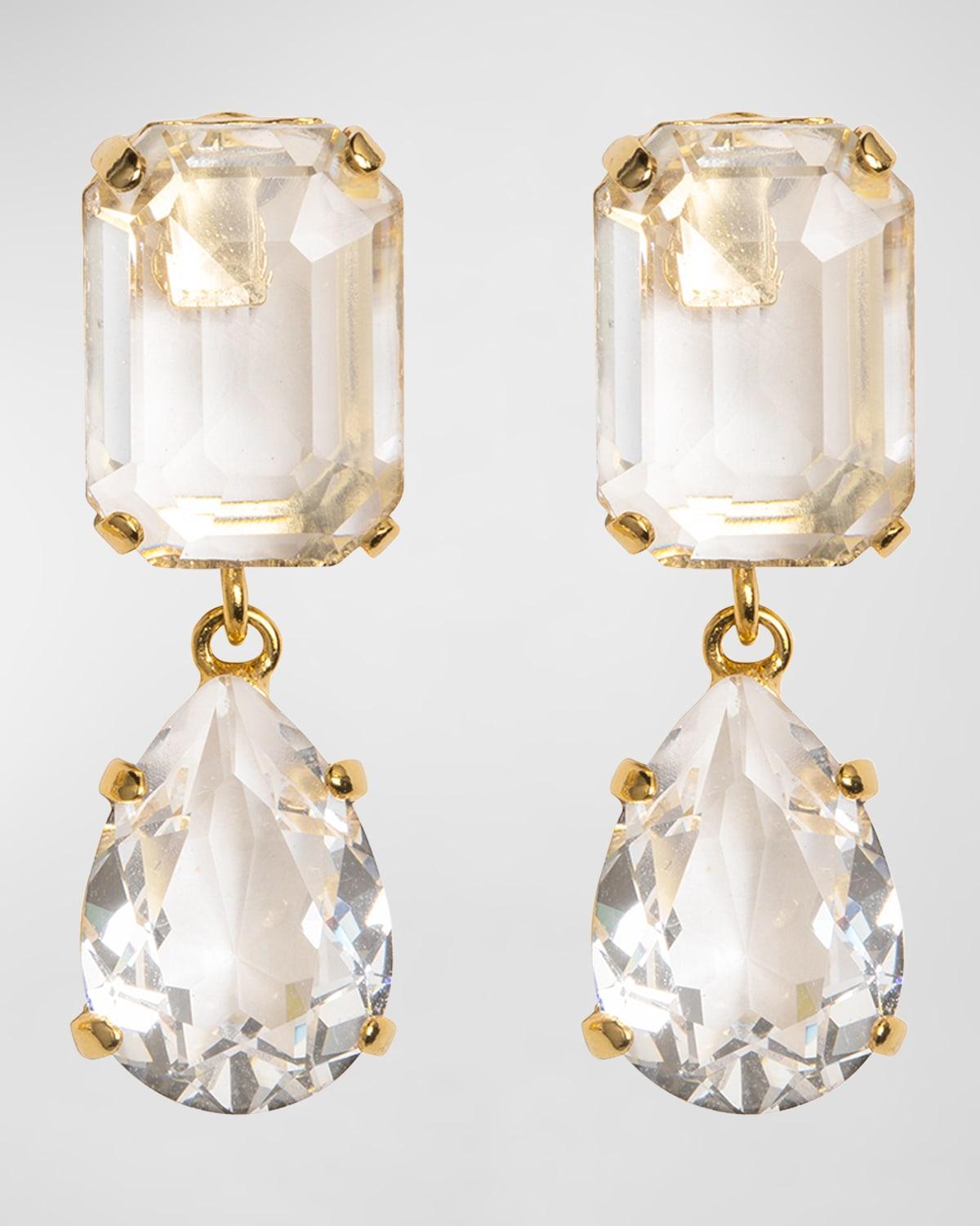 Womens 14K-Gold-Plated & Glass Crystal Double-Drop Earrings Product Image