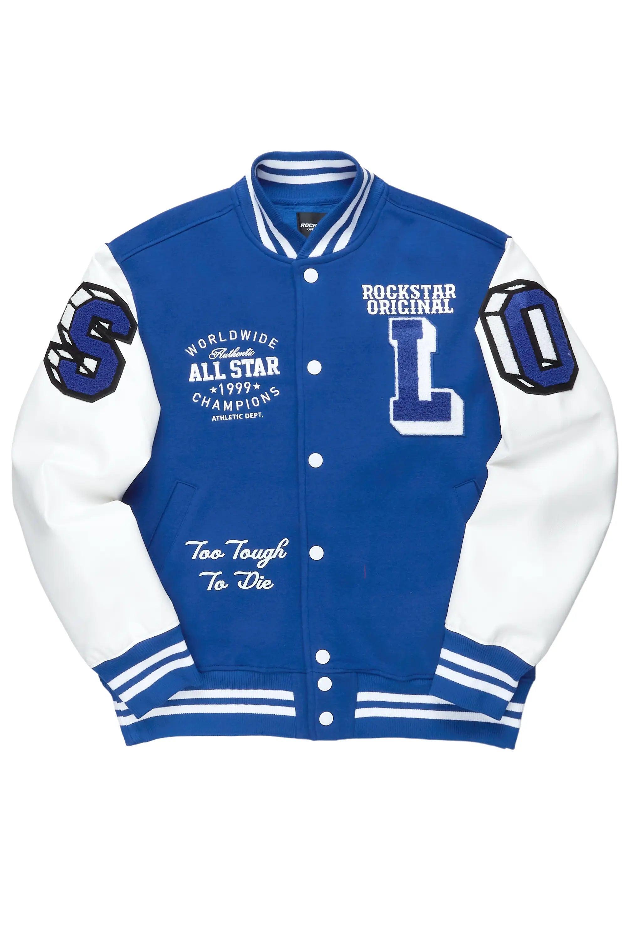 Tacey Royal Blue Varsity Jacket Male Product Image